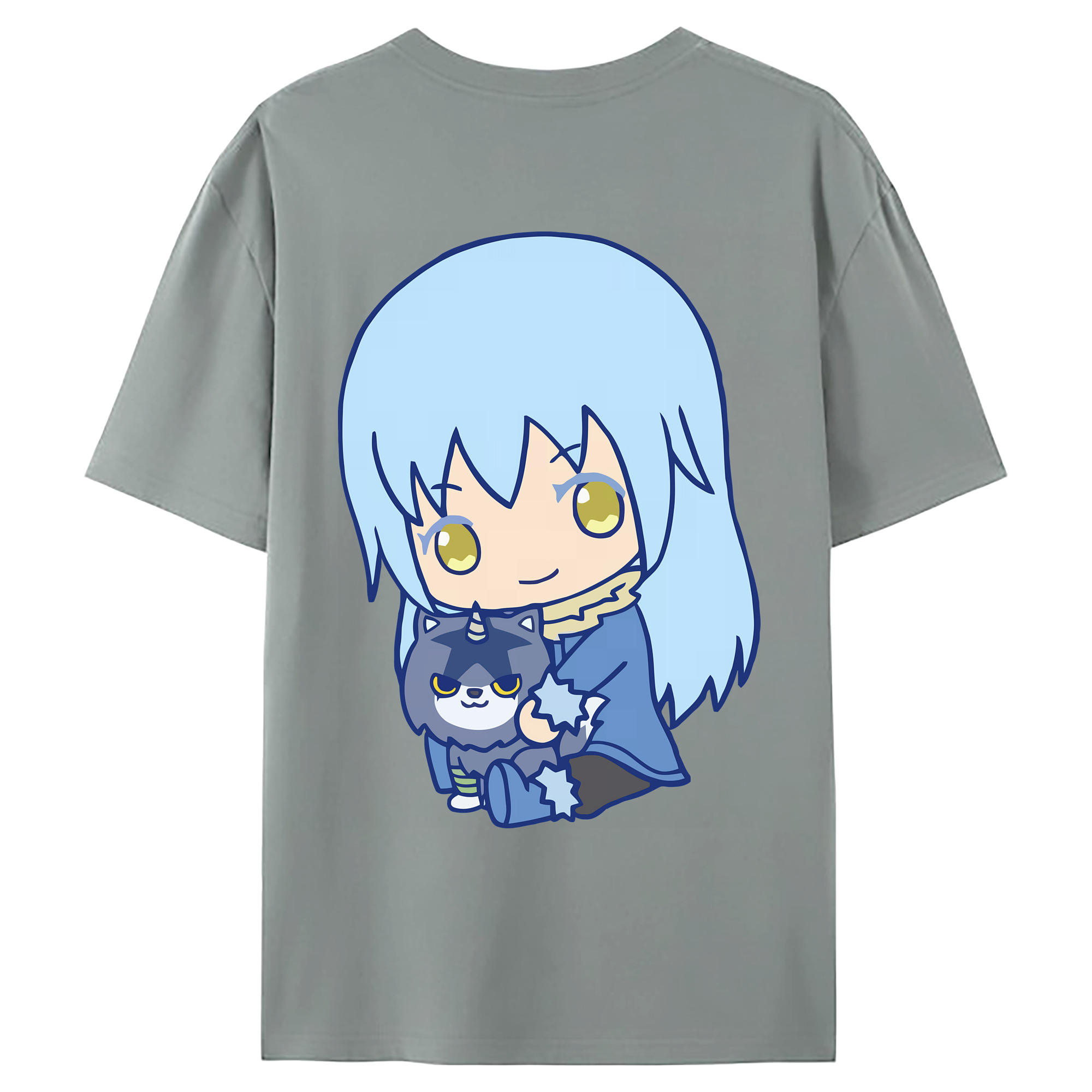（画像用） 転スラ Regarding Reincarnated to Slime 綿100％ メンズ半袖Tシャツ（バックプリント） 通気性
